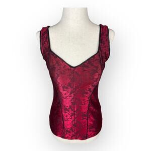 Red and Black Whimsigoth Vamp Sleeveless Bustier Top Small Christmas Valentines